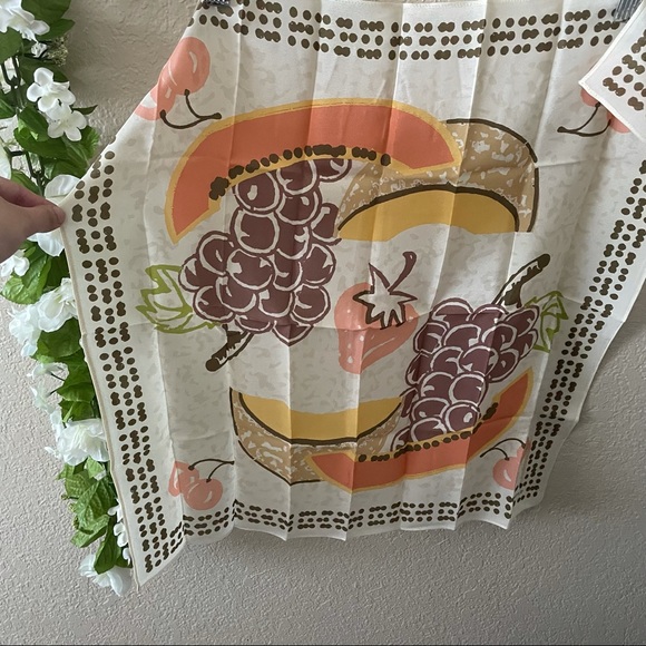 Madewell 100% Silk Beige Fruit Square Bandana Scarf - Picture 8 of 10